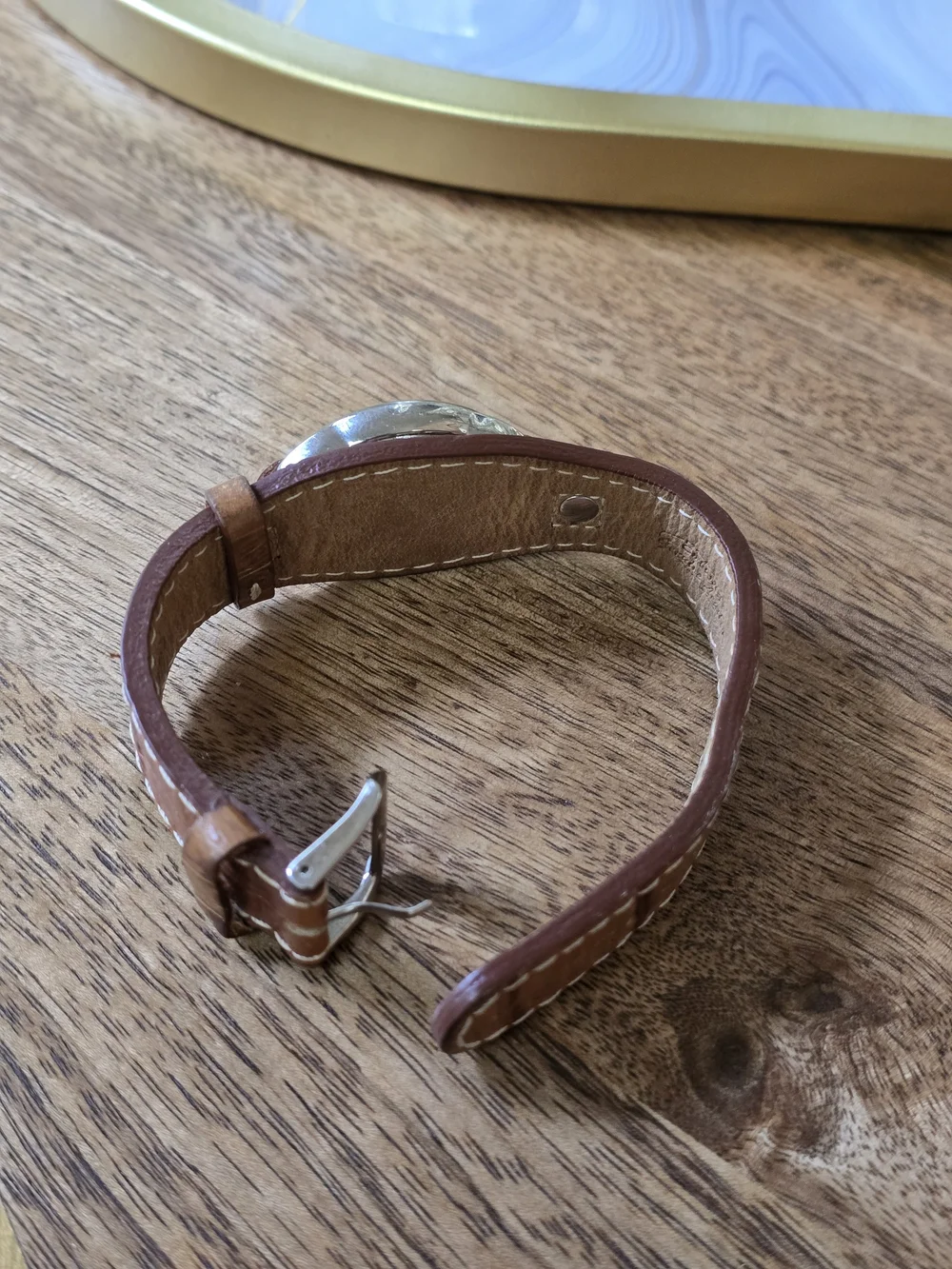 Fossil Women's Tan Leather Strap Silver Dial Watch